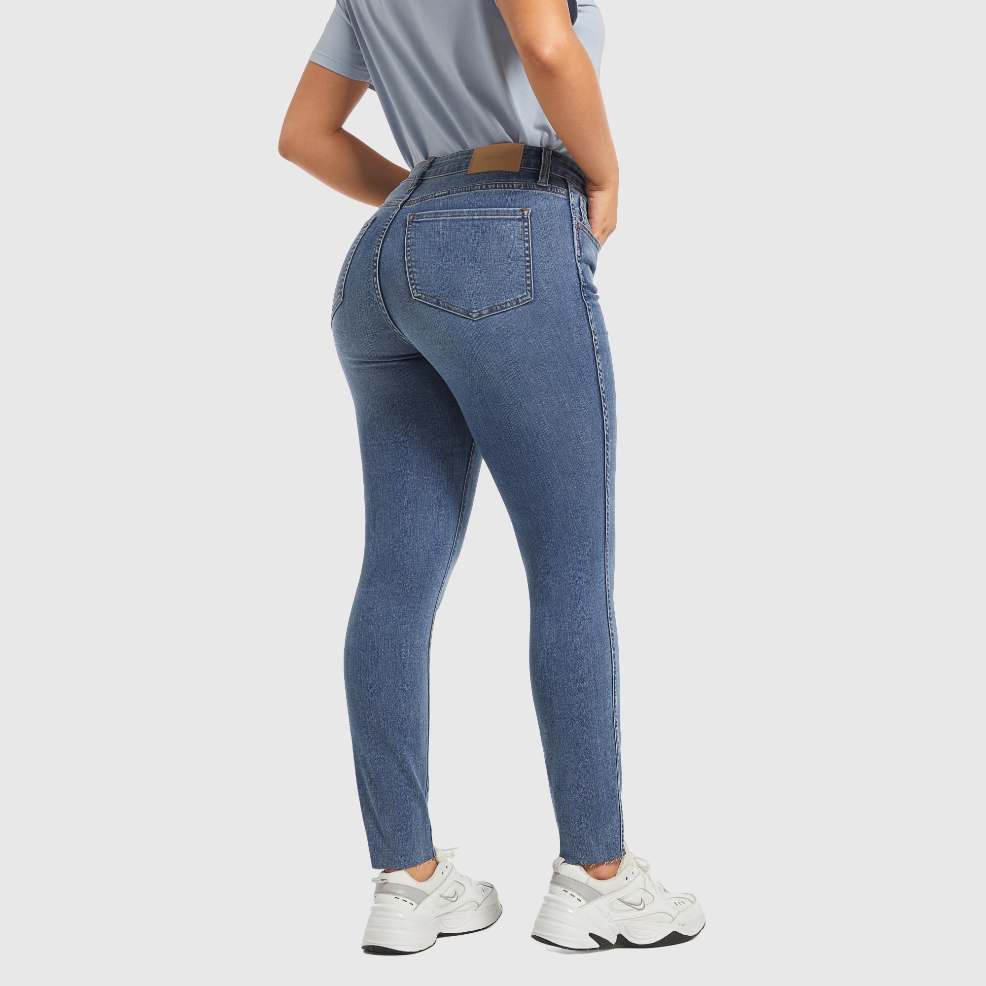 GENUWII Majolica Blue High Waisted Jeans for Women - No Gap Tummy Control & Lift Butt - Stretch Denim Tights - Comfortable Streetwear Jeggings - Summer Wear GENUWII Majolica Blue High Waisted Jeans for Women - No Gap Tummy Control & Lift Butt - Stretch Denim Tights - Comfortable Streetwear Jeggings - Summer Wear