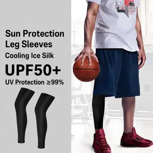 Unisex Ice Silk Leg Sleeves UPF50+ UV Protection Instant Cooling Leg Cover for Cycling Running Hiking Driving Outdoor Sports