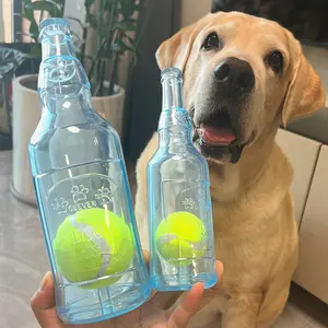 1pc Dog Bite Toy Interactive Squeezing Calming Tennis Beer Bottle Shaped Dog Toy, Does Not Hurt Dog Gums, Two Sizes Durable TPR Grinding Toy Suitable for Small and Medium sized Dogs, as well as Large Dogs, Relieves Anxiety and Reduces Destructive Behavior