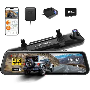 G900 PRO Mirror Dash Cam with STARVIS 2 IMX678, 12 inches Rear View Mirror Camera with Front 4K and Rear 2.5K, Included 128GB Card, Voice Control, 5.8GHz WiFi, Loop Recording, G-Sensor & GPS