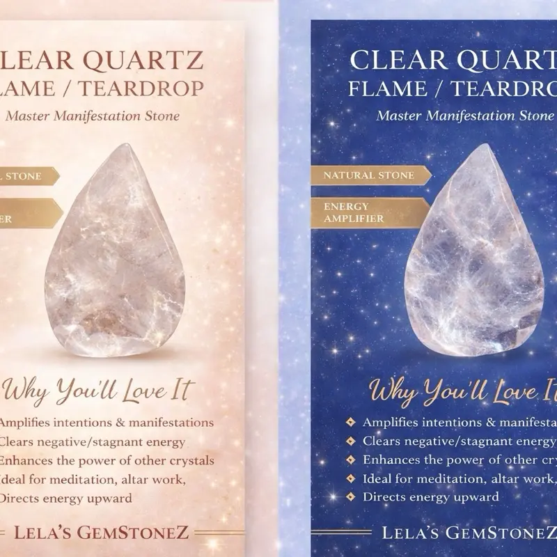 Lela's GemStoneZ Clear Quartz Flame / Teardrop Master Manifestation Stone Hand-Polished Natural Stone Energy Amplifier for Meditation Altar Work