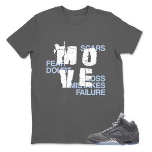 AJ 5 Wolf Grey - "Move" Sneaker Matching Tee, Shirt To Match sneaker