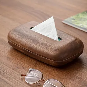 Walnut Tissue Box, Solid Wood Structure, Easy-To-Replace High-End Walnut Lid, Vintage Style Storage Box, Decorates Desktops Bathrooms Offices And Bedside Tables, Home Decoration Office Decoration, Wooden Tissue Box Decorative Storage Box