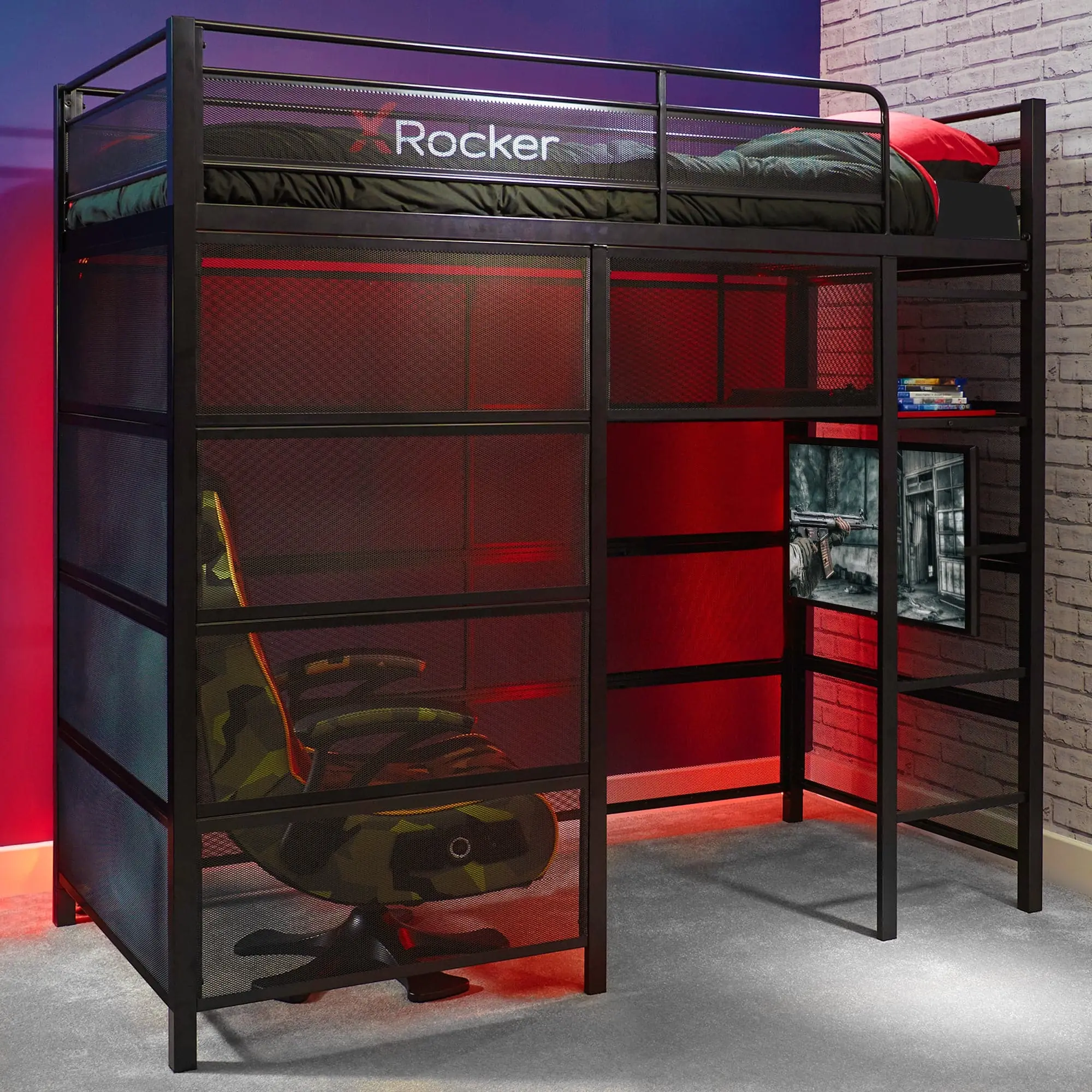 Battle Den Gaming Bunk Bed, Black