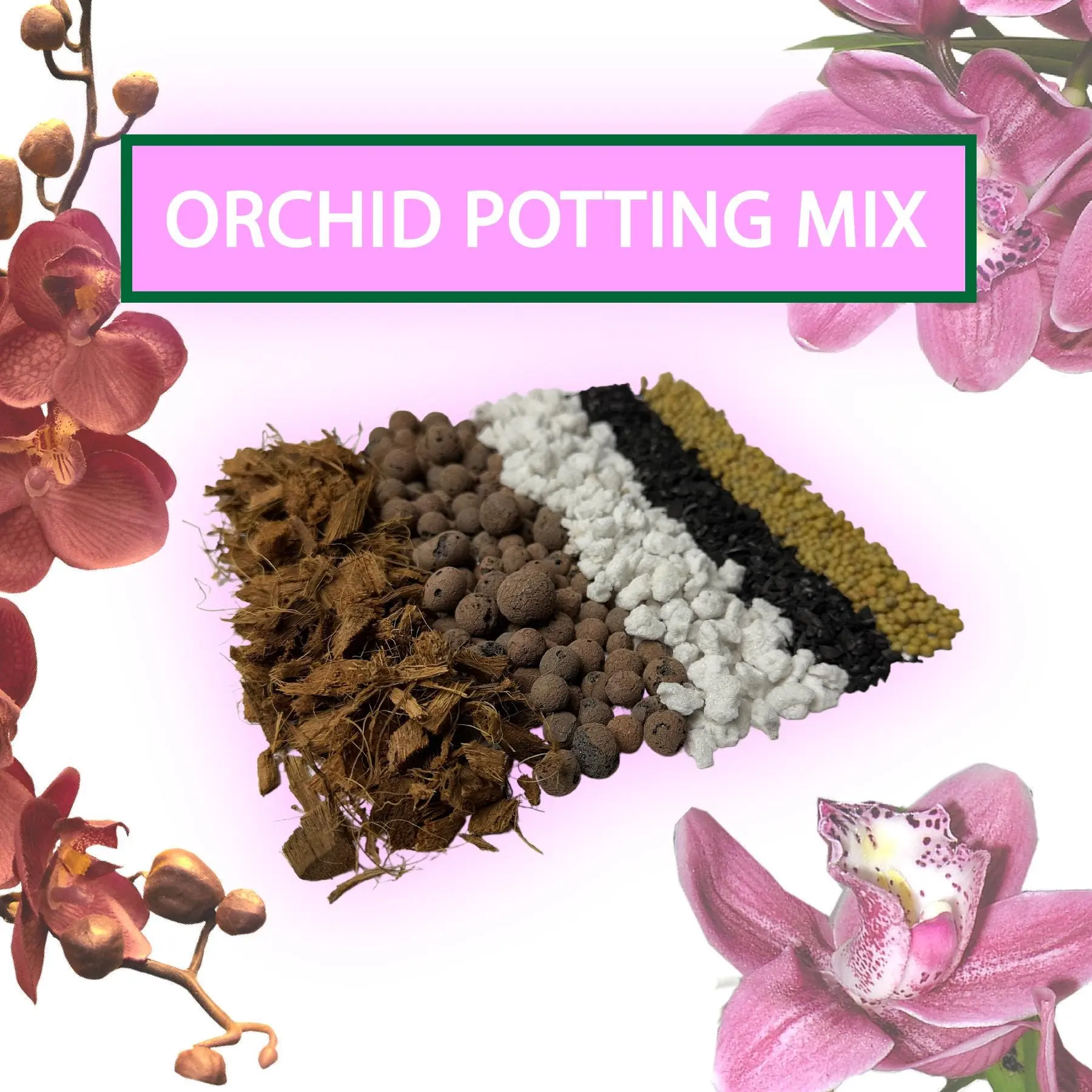 Premium Orchid Potting Mix – Well-Draining, Aerated Soil Mix for Healthy Root Growth – Perfect for Phalaenopsis, Cattleya & Dendrobium