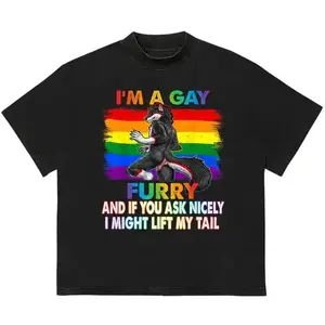 I'm A G^y Furry Rainbow Fox Wolf Funny Meme Shirt Gift For MemeLover Fans Men Unisex Streetwear Graphic Tee