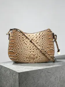 Crocodile Embossed Hobo Bag, Faux Leather Crossbody Shoulder Bag, Casual & Versatile
