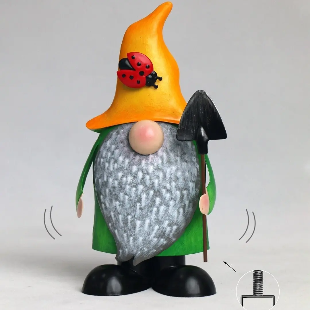 MDR Trading Inc. AI-GG9607Q01 Bouncy Metal Garden Gnome Holding A Spade Figurine