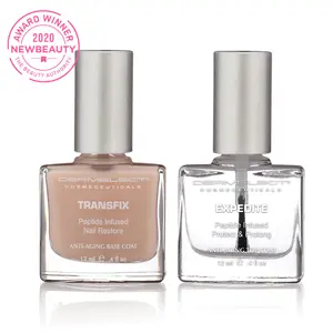 Dermelect Natural Nail Repair Kit for Nails - Anti Aging Nailcare with Peptides Glycolic Acid Sunflower Seed Oil Strengthening & Protective Treatment for Gel Acrylic Damage, Weak Nails 2 pc set