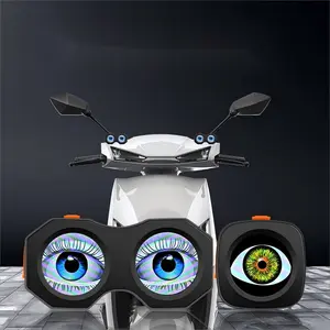 Motorcycle Bicycle Rearview Mirror Decorative lights 3D Dynamic Devil Eye USB rechargeable LED Light Retrofit Kit GIF Customizab