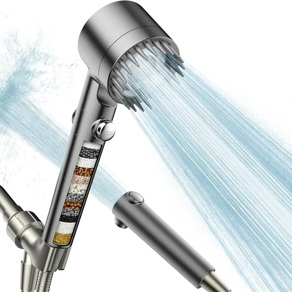 Plastic Shower Head Set with 4 Filters – 3 Adjustable Modes, Premium Panel & Adapters, Perfect Holiday Gift for Christmas & New Year