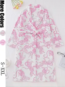 Women's Fleece Flannel Sleepwear Set, Soft Warm Pajamas for Winter & Casual Wear, Stylish Comfortable Nightwear for Daily Use, Robe