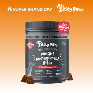 Zesty Paws Weight Management Bites for Dogs – Metabolism & Appetite Control with L-Carnitine, Fiber, Postbiotics & B Vitamins –  chews - 90 Count Supplements Pumpkin