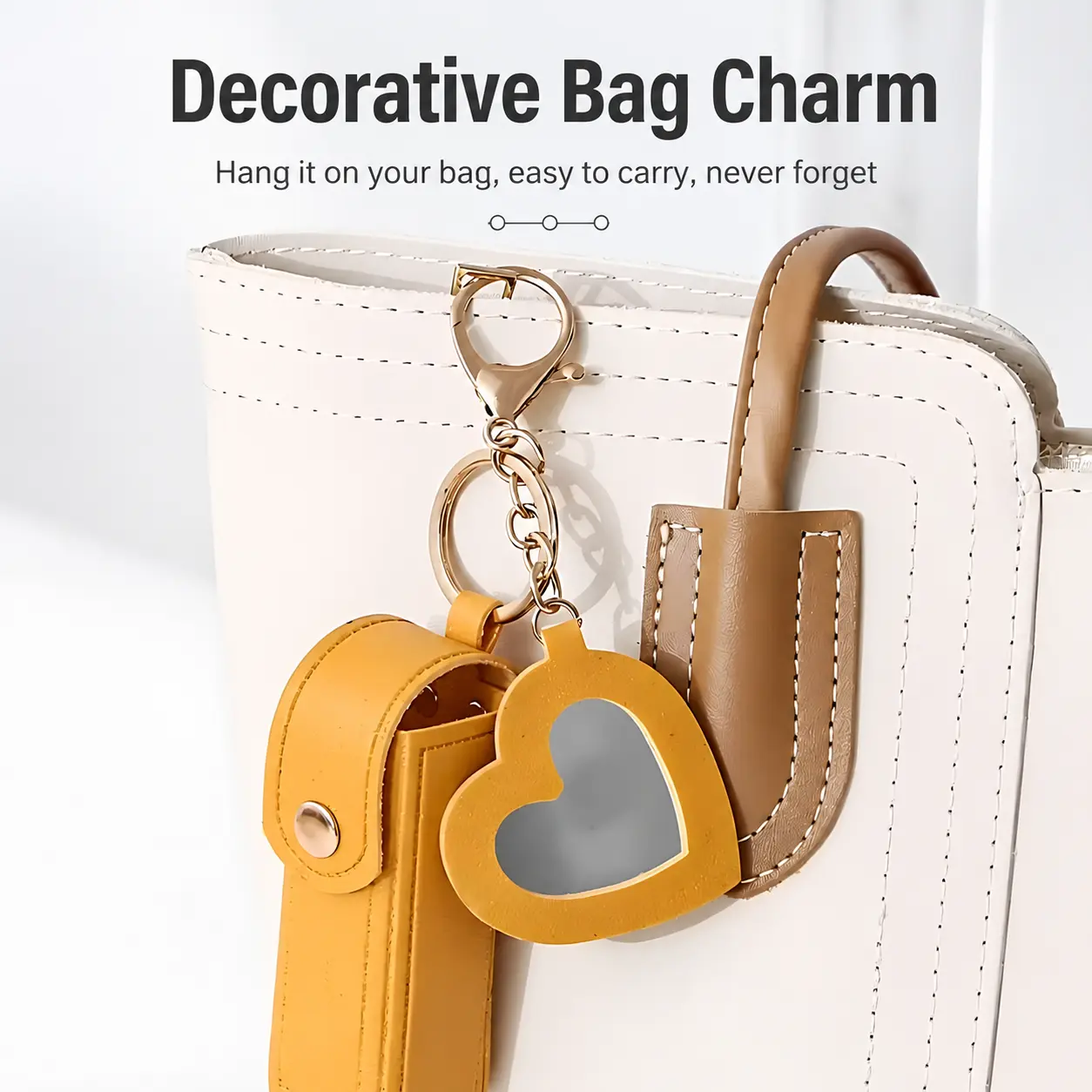 Heart-Shaped Lipstick Holder Keychain, Cute PU Leather Pouch with a Mirror Charm and Alloy Lobster Clasp for Bag or Purse Strap, Daily Use Bags, Mini Pouch, Pocket Keychain Bag Organizers