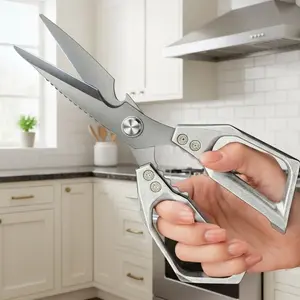 1pcs Heavy-Duty Professional Kitchen Scissors - Sharp Stainless Steel Meat Shears with Non-Slip Grip, for Home, Restaurant, Butcher, Outdoor, Gardening - Commercial & Household Use - Durable Construction, Restaurant Equipment, Ergonomic Handles