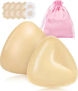Sticky Bra Pads with Nipple Covers, Reusable Silicone Breast Inserts, Double-Sided Adhesive Instantly Boob Lift Boost Padded