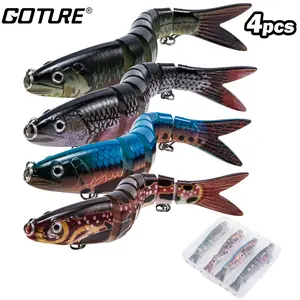 Goture 4pcs Multi-Jointed Swimbaits for Bass Fishing, Slow-Sinking Glide Bait Kit, Lifelike Fishing Lures with Realistic Movement, Freshwater & Saltwater Topwater Fishing Lures for Trout, Pike, and Predator Fish
