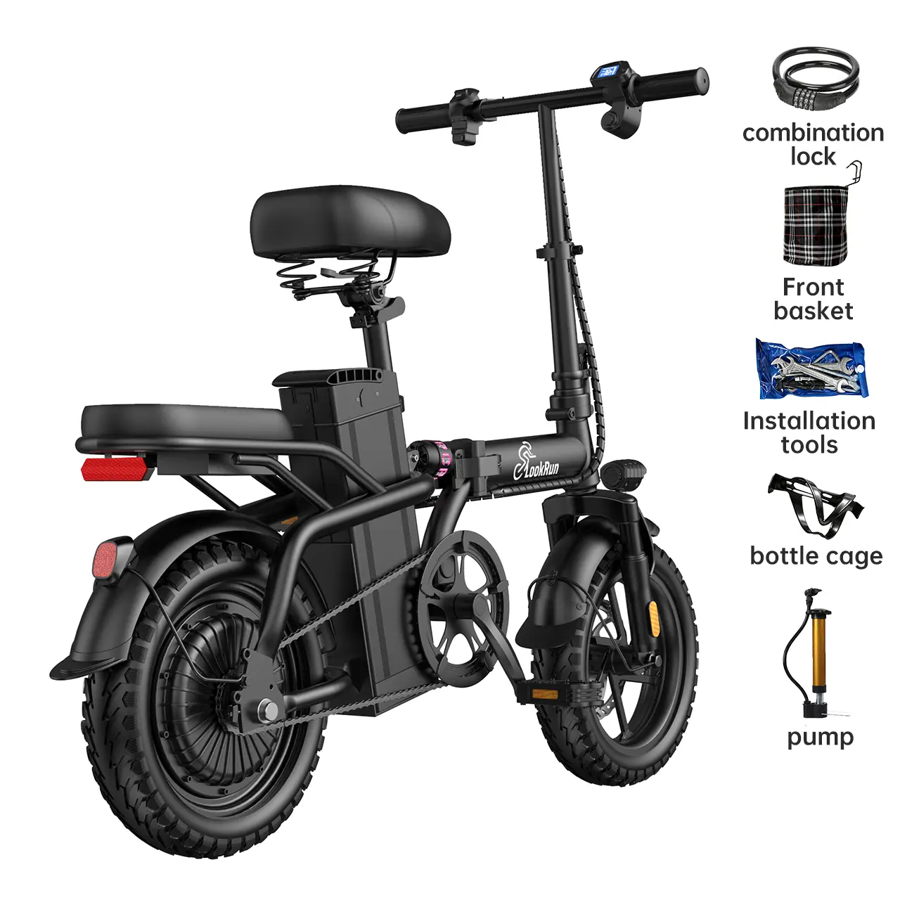 Adult Folding Electric Bike, 650W Peak Motor, 20MPH Max Speed, 48V 15Ah Removable Battery, Triple Shock Absorption, 14" Puncture-Proof Vacuum Tires, Portable Foldable E-Bike with Smart LCD Meter & Disc Brake for Commuting Travel