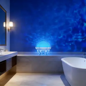 2-in-1 Ocean Wave & Jellyfish Projector Light - Remote Control, 8-Color Changing, Timer Auto-Off, USB-Powered Mood Lamp for Kids' Bedrooms, Christmas Birthday Gift