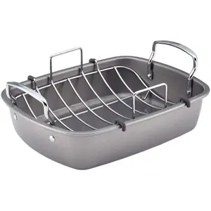 Circulon Nonstick Roasting Pan / Roaster with Rack - 17 Inch X 13 Inch, Gray Circulon