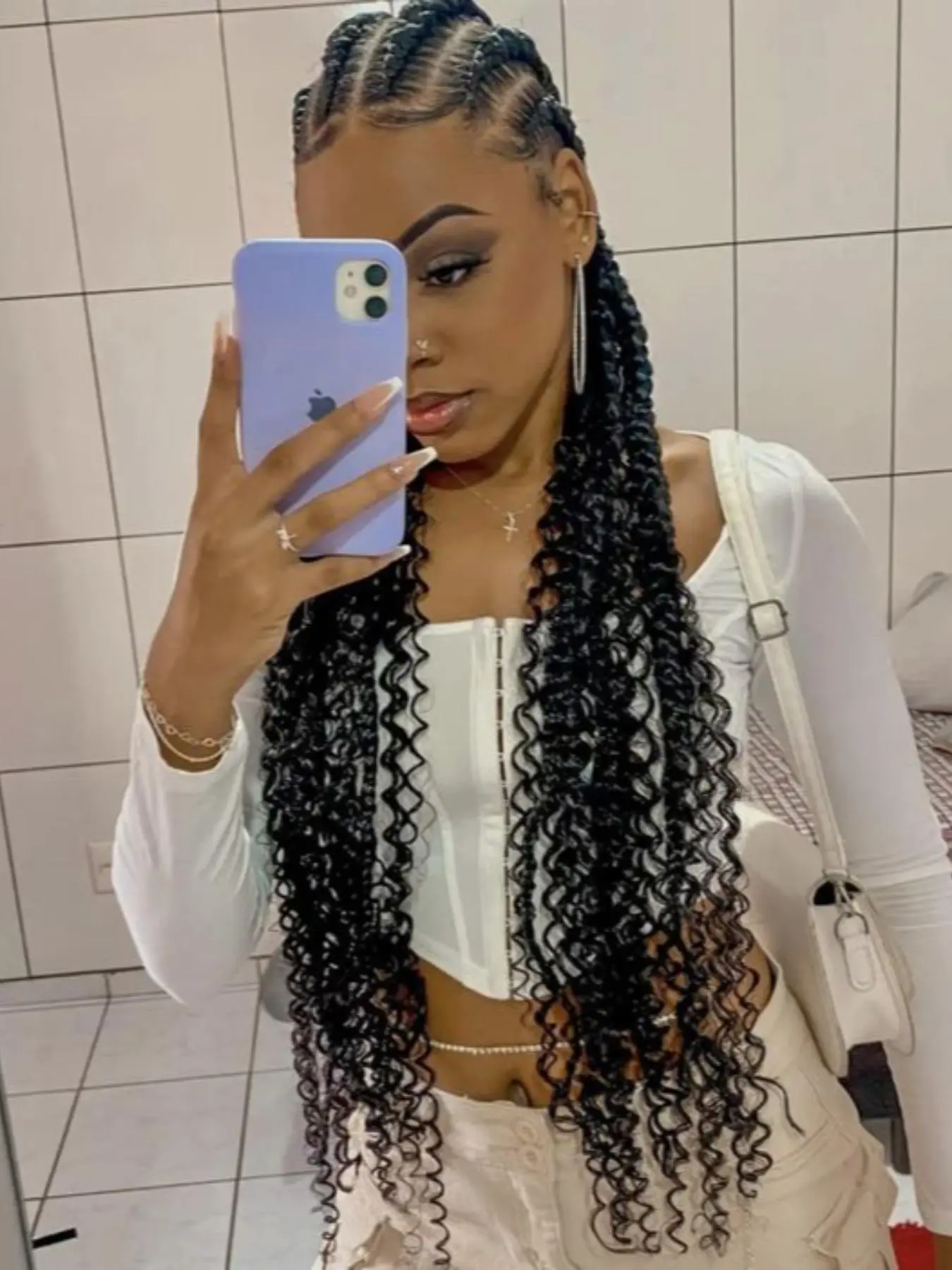 34 inch Boho Knotless Synthetic Braided Wigs for Black Women Bohemian Box Braided Wigs Double Full Lace Braided Wigs with Baby Hair Synthetic Boho Braids
