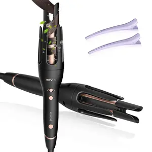 NOVUS Anti-Scald Automatic Curling Iron, Wand Adjustable Steering, 30Min Auto Shut Down, 3 Temp Settings, for All Hair Types Smooth Handle