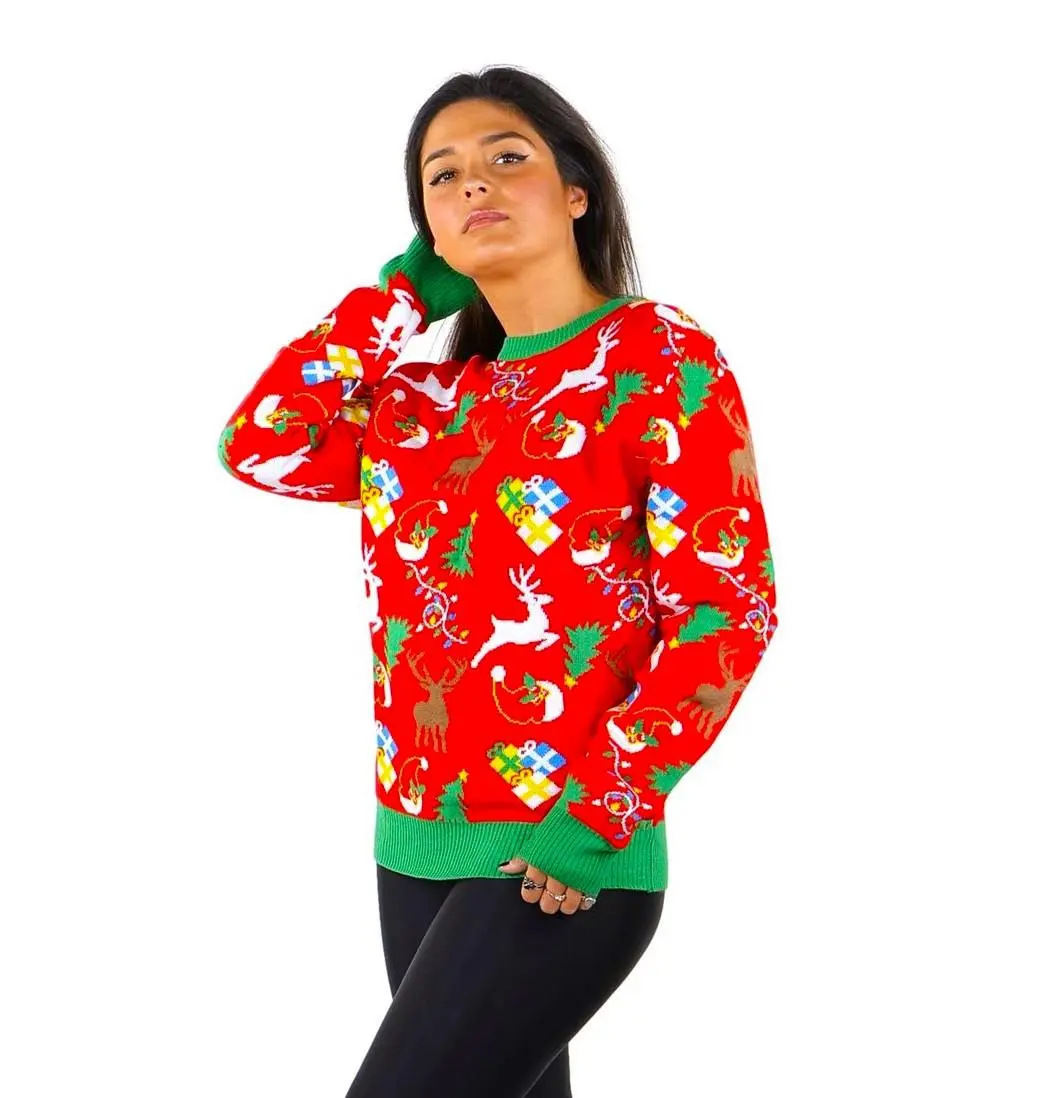 SOCAL LOOK Ugly Christmas Sweater for Women Funny Holiday Pullover, Festive Xmas Jumper Best Christmas Gift, Winter Sweater C2-SAT12-A