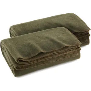 Always Ready Emergency Olive Green Thermal Fireproof Wool Blanket, 66inchx90inch