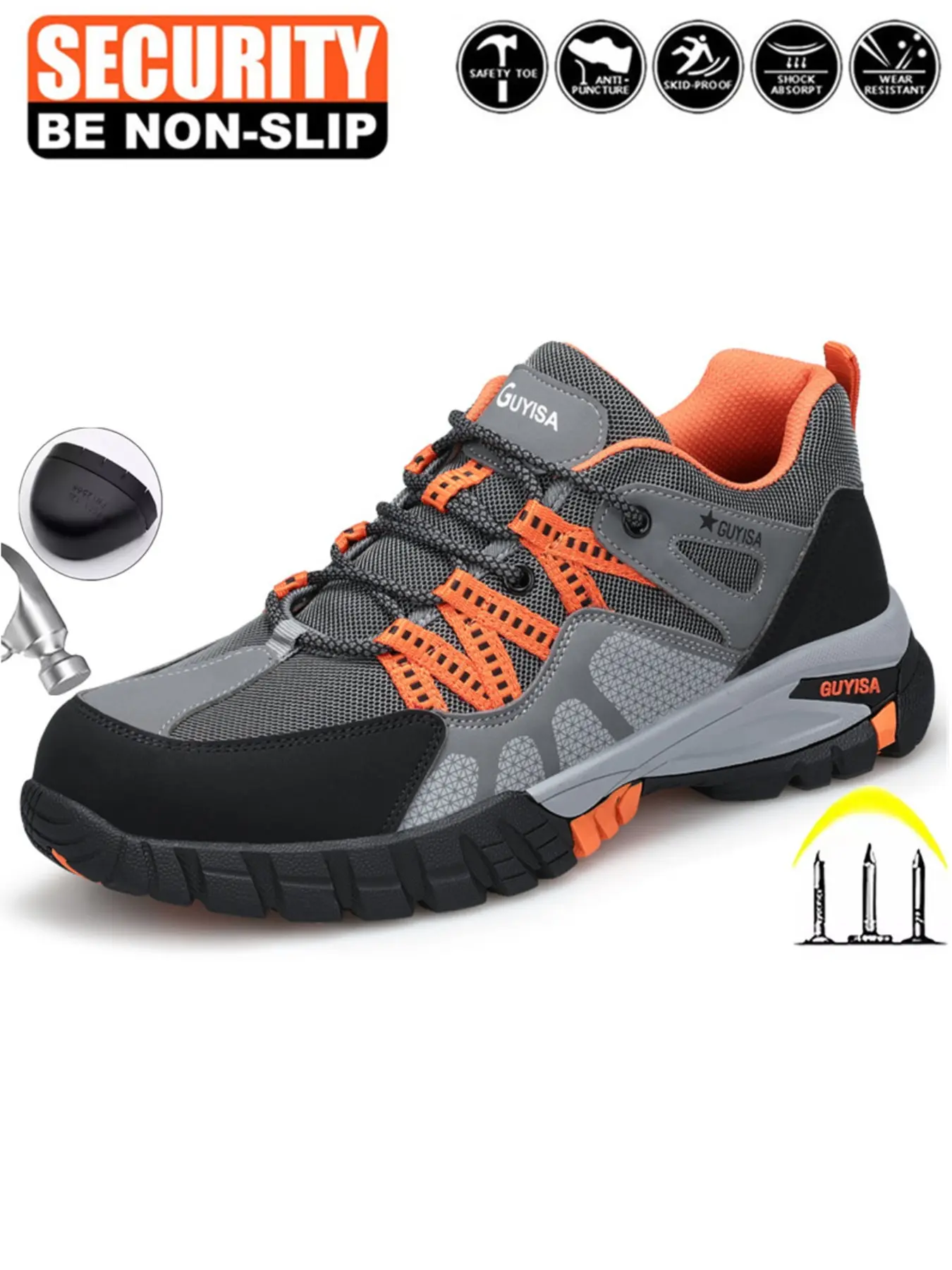 Men's Steel Toe Safety Shoes, Anti-Puncture and Anti-Smash Work Boots, Construction Factory Safety Footwear, Durable Industrial Footwear, Workwear Shoes, Waterproof Work Boot