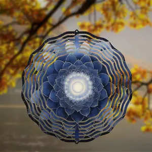 Mandala Pattern Wind Spinner, 3D Mandala Wind Spinner with Rotating Hook, Outdoor Decorative Hanging Art for Garden, Patio & Courtyard