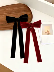 2pcs Autumn Winter Vintage Elegant Velvet Bow Hair Clips, Versatile Draped Butterfly Knot Hair Accessories for Daily Use and Parties