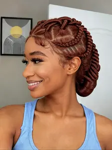 HD Full Lace Unique Braided Wig Cap Handmade Knitted Fashion Show Costume Wig, Stylish Wearable Choice for Women