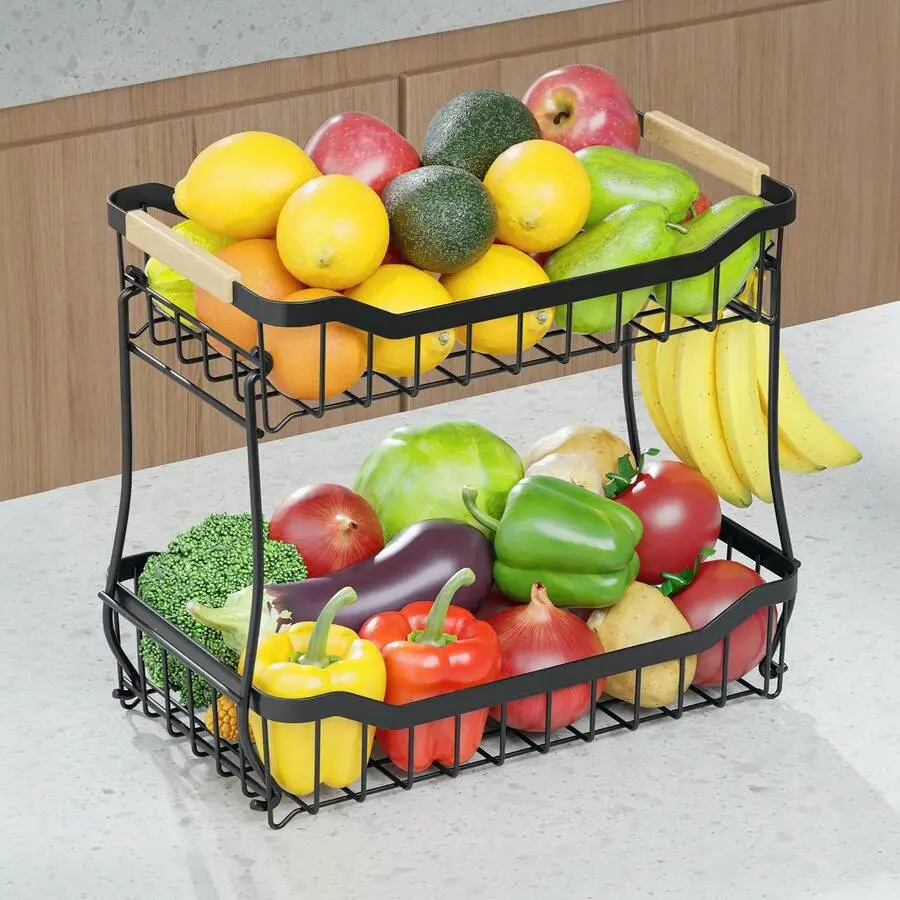 Vaclife Open-Wire Display Basket Stand, Heavy-Duty Metal Serving Rack For Bread, Pastries, Fruits, And Snacks, Ideal For Retail Displays, Buffet Counters, And Kitchen Countertops