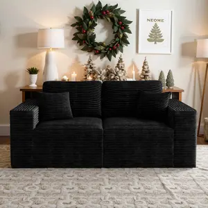 71" Modern Loveseat Boneless Couch in a Box Fluffy Plush Corduroy 2-Seater High Elasticity Foam Floor Sofa with Deep Seat & High Cushion Backrest No Assembly Required Comfy Cloud Couch for Living Room Apartment Small Spaces