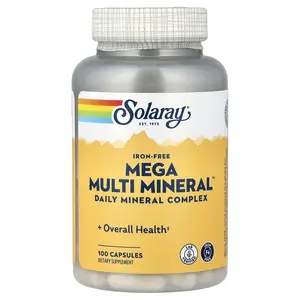 Solaray Mega Multi Mineral, Iron Free, 100 Capsules