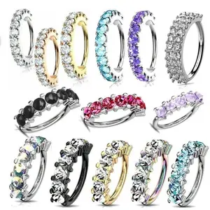 Gem Hoop Nose Lip Cartilage Earrings Helix Daith Rook Tragus Orbital Conch Rings