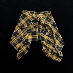 Women Size High Waist A Line Pleated Plaid Midi Skirt  Elastic Waist Casual Vintage Checkered Skirt With Slight Stretch