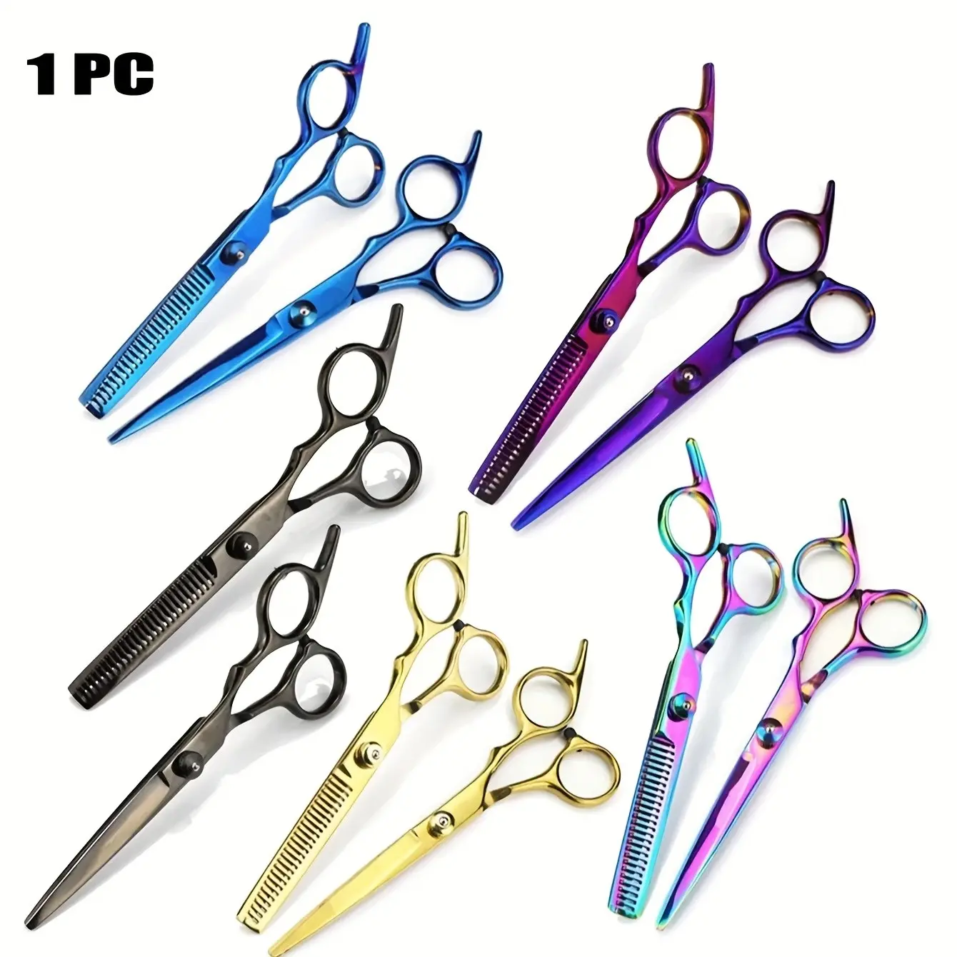 1pc 6 inch Hair Scissors Thinning Barber Cutting Professional Hair Shears Scissor Tools Stainless Steel Hairdressing Scissors Tooth Flat Scissors for Barbers and Hairdressers Special Fine Scissors Barber Equipment Barber Supplies