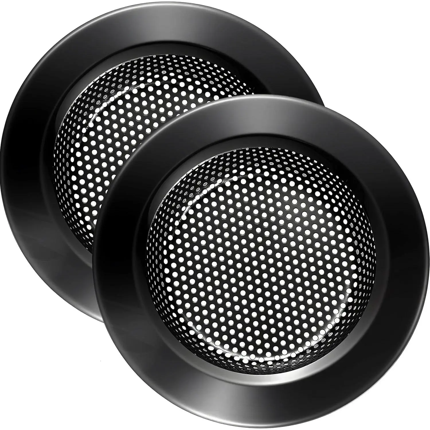 Kitchen Sink Strainer Stainless Steel, Kitchen Sink Drain Strainer, -Black Sink Strainers for Kitchen Sinks with Large Wide Rim 4.5" Diameter (2 PCS)