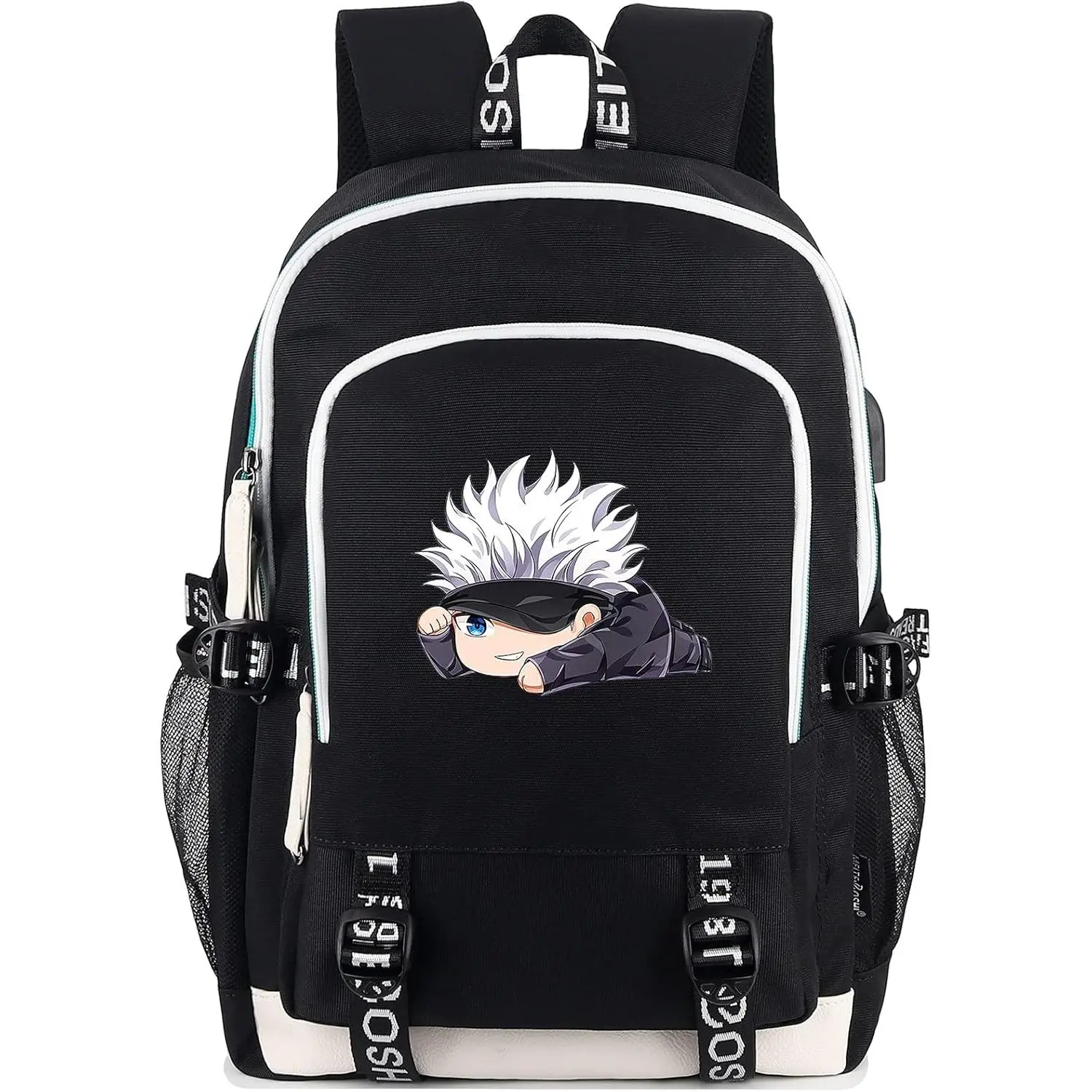 Roffatide Anime Gojo Satoru Laptop Backpack with USB Charging Port & Headphone Port
