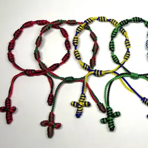 2 Color Cross Bracelet - Mixed Colors, Rosary Bracelet, Decenario, Cross Bracelet, Casual Bracelet, Knotted Bracelet, Handmade