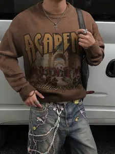 Spring Fall Winter School Uniform New Pattern Letter Knit Sweater Long Sleeve Round Neck Casual Classic Vintage Versatile Pullover Gift