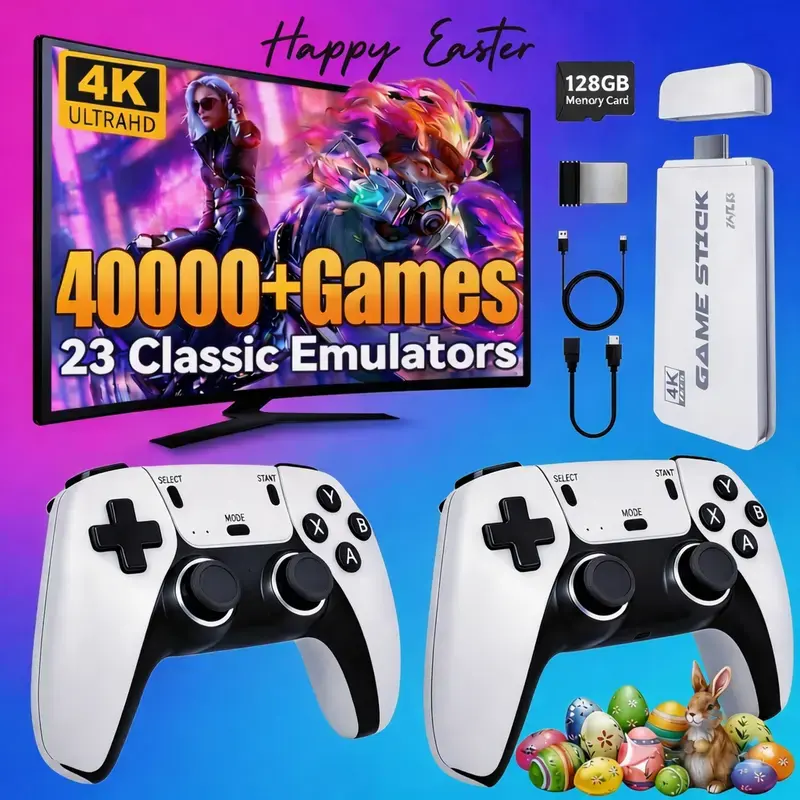 2026 Upgraded Retro Family Home Game Console with Wireless Controller, Button-Equipped Gaming Product for TV/Monitor, Digital Cable & Stick Included, All-Ages Summerwins Gaming Console