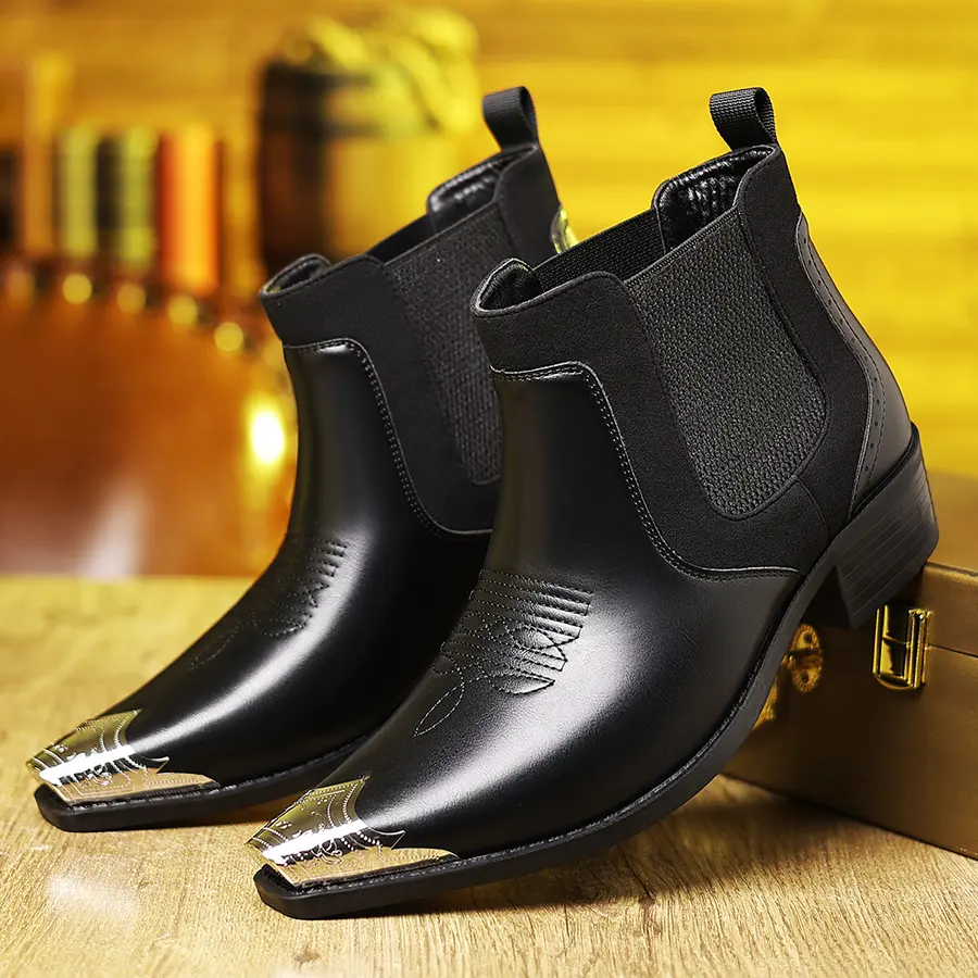 Men's Vintage Chelsea Boots with Side Elastic Panel, Slip-On Ankle Boot with Distressed Finish fashion  boots