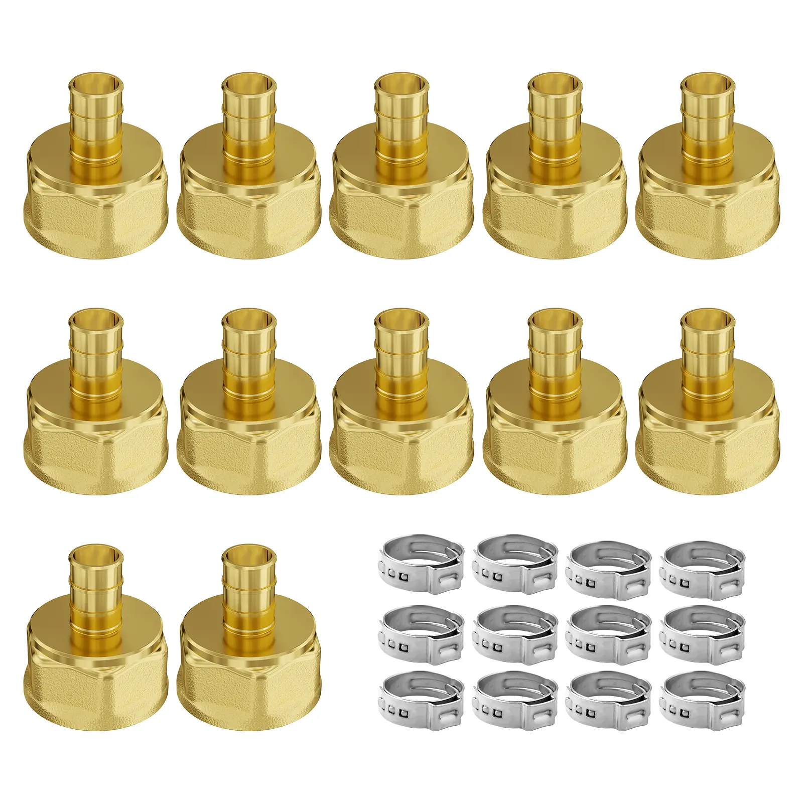 【DealsForYouDays】VEVOR Pipe Fittings,3/4" 12PCS Brass Pipe FittingsClamp-style 3/4 NPT Pipe Connector Brass Air FittingsHeavy Duty Plumbing Fittings NPT Adapter for Heating/Shower SystemsWater Pipes