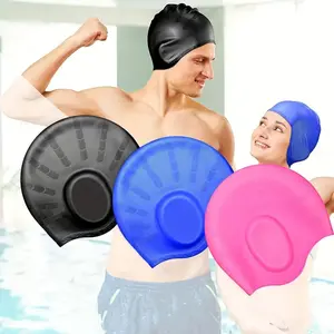 Silicone Waterproof Swim Cap with Ear Protection, Unisex Design Suitable for All Hair Types