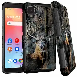 Rome Tech Dual-Layer Holster Case for TCL A3 / TCL A30 / TCL Ion Z – Rugged 360° Drop Protection, Non-Slip TPU + PC Armor, Foldable Kickstand, Raised Bezel Screen & Camera Protection, 180° Rotating Belt Clip