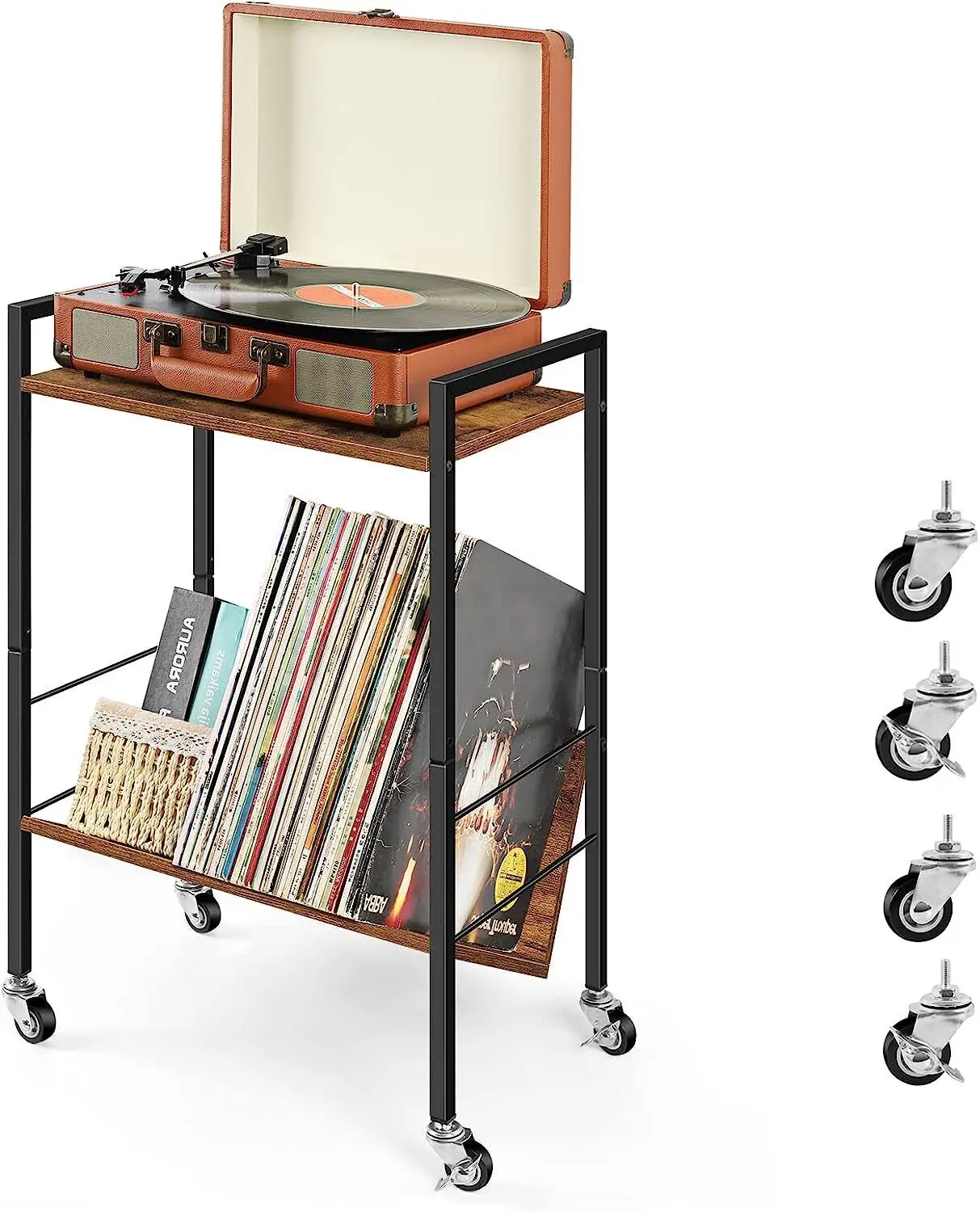 Minimalist Record Player Stand with Storage Rack for Bedroom, Storage Display Stand, Vinyl Record Display Stand, V-Shaped Vinyl Storage Organiser