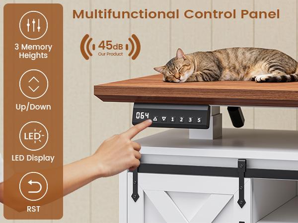 SEDETA 47.2" Farmhouse Lift Top Coffee Table Electric Standing with Storage Power Outlet Sliding Barn Door Height Adjustable for Living Room