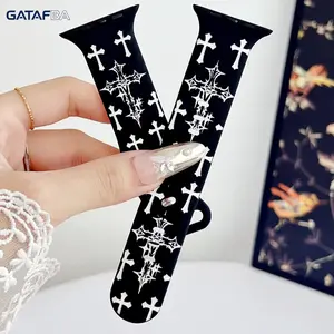 Watch Band,Cross Carved Silicone Strap for Series 10 11,Two-Tone Religious Cross Engraved Wristband,Soft Waterproof Sport Replacement Bracelet,Breathable Anti-Slip iWatch Band for Daily Casual Outdoor Sports Wear